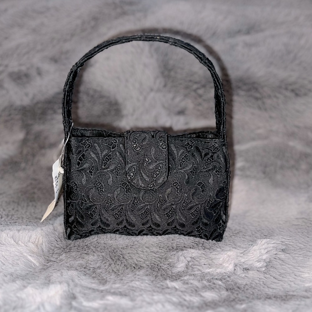 Miniature Saks Fifth Ave lattice design cloth purse.